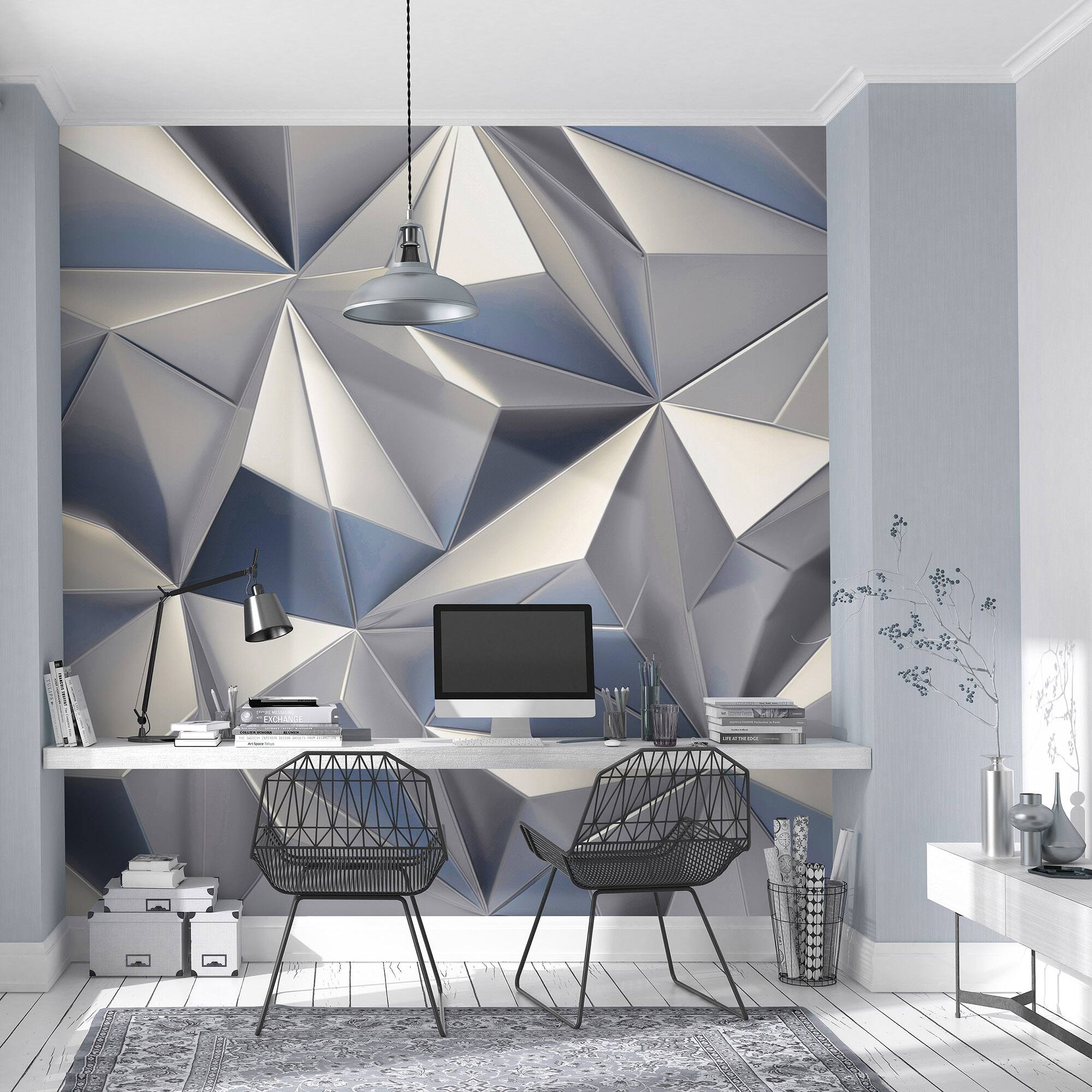 Designs Direct Silver Prism Silver Wall Mural